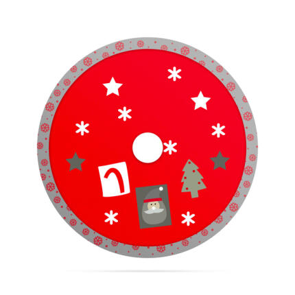 Karácsonyfa alá terítő - 97 cm - poliészter - Szürke / Piros