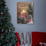 Karácsonyi LED-es hangulatkép - fali akasztóval, 2 x AA, 40 x 30 cm - gyertya