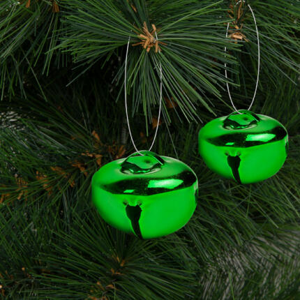 Karácsonyi dísz - akasztható, csilingelő - fém, 20 mm - zöld - 9 db / csomag