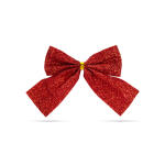 Karácsonyi dísz - glitteres masni szett - piros - 12 db