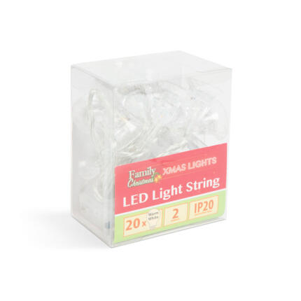LED fényfüzér - Csengettyű - 20 LED - 2,3 méter - melegfehér - 3 x AA