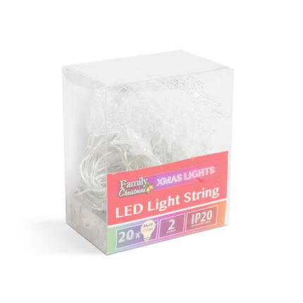 LED fényfüzér - színes fenyőfa - 20 LED - 2,3 méter - 3 x AA