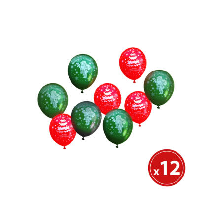 Lufi szett - piros-zöld, karácsonyi motívumokkal - 12 db
