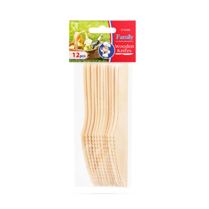 Fa evőeszköz készlet - kés - (12 db)
