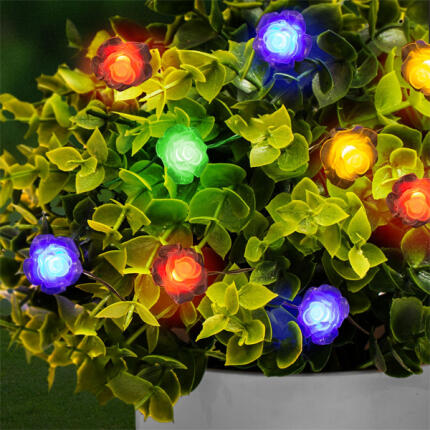 Színes virágos LED szolár fényfüzér 2 m