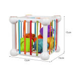 Készségfejlesztő kocka babáknak 6 db színes formával - 15x15x15 cm