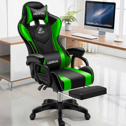 Likeregal 920 masszázs gamer szék lábtartóval - Zöld