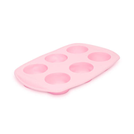 6 adagos szilikon muffinsütő forma - 29,5x20x3,5 cm - Rózsaszín