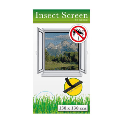 Tépőzáras szúnyogháló ablakra - 130x130 cm - Fekete