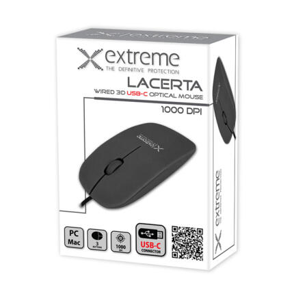 Vezetékes egér (USB-C) - Extreme Lacerta XM111K - Fekete