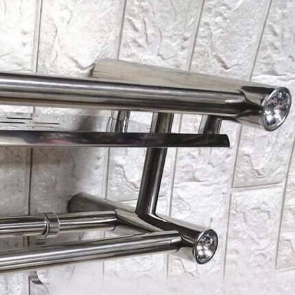 Fürdőszobai polc akasztókkal - 39x15x15 cm - Ezüst