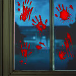 Halloween-i ablakmatrica szett - véres kezek - 8 részes