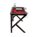 K alakú gamer íróasztal RGB LED világítással - 120x60x75 cm - Fekete, Szürke