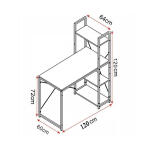 Loft íróasztal 3 polccal - 120x120x64 cm