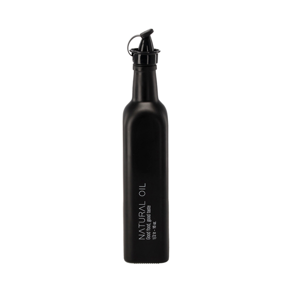 Olaj tároló üveg adagolóval - 500 ml - Fekete