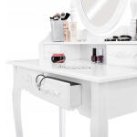 Tükrös fésülködő asztal székkel - 142 cm - Fehér