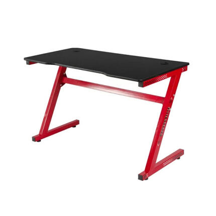 Z alakú gamer íróasztal LED világítással - 120x60x74 cm - Piros, Szürke