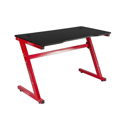 Z alakú gamer íróasztal LED világítással - 80x60x74 cm - Piros, Szürke