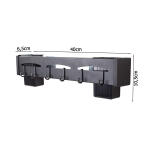 Falra akasztható konyhai szervező akasztókkal - 40x6,5x10,5 cm - Fekete