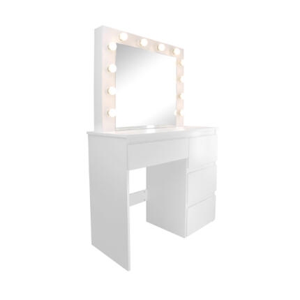 Fésülködőasztal LED-es villanykörtékkel - 90x40x140 cm - Fehér