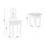 Fésülködőasztal kisszékkel gyerekeknek - 111x50x30 cm - Fehér