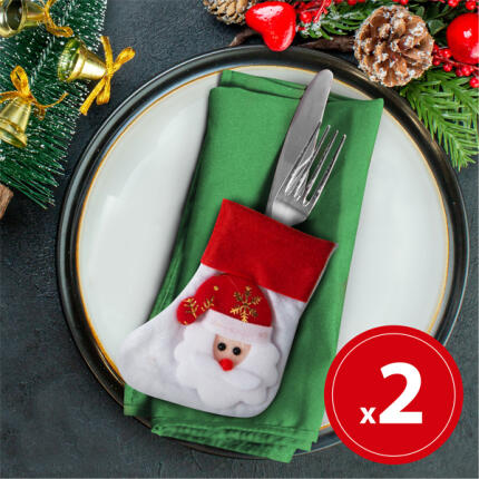 Karácsonyi evőeszköz dekor - 12 cm - 2 féle - 2 db csomag