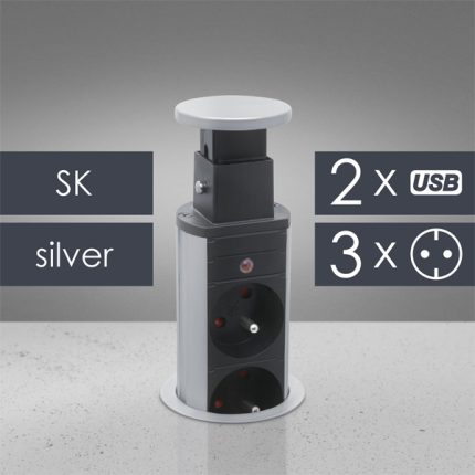 Elosztó -Rejtett- 3-as + USB -szlovák - ezüst