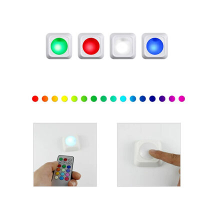 Vezeték nélküli RGB LED éjszakai lámpa távirányítóval - Fehér - 2 db